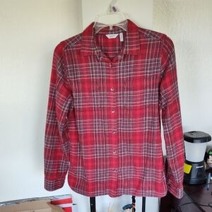 Red Plaid Button-Up Shirt